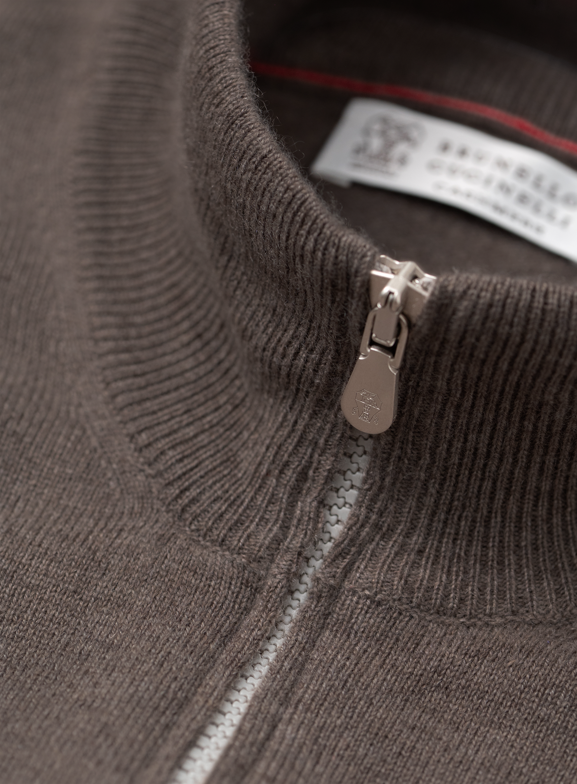 Ritsvest van cashmere met opstaande kraag | FULL_WIDTH | TAUPE