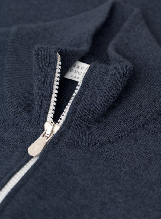Ritsvest van cashmere met opstaande kraag