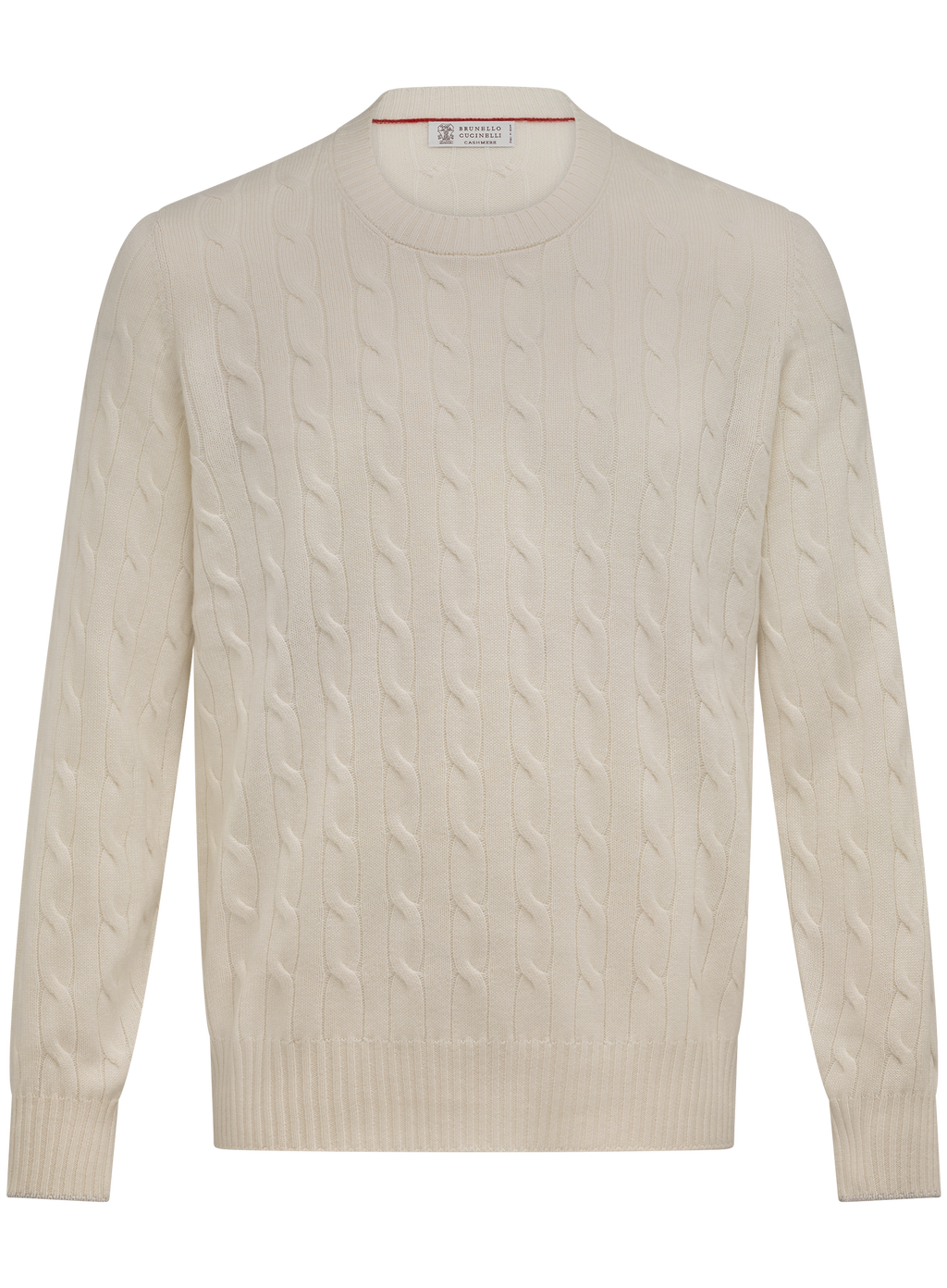 Kabelgebreide trui van cashmere met ronde hals | Wit