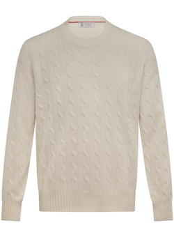 Kabeltrui in cashmere | Wit