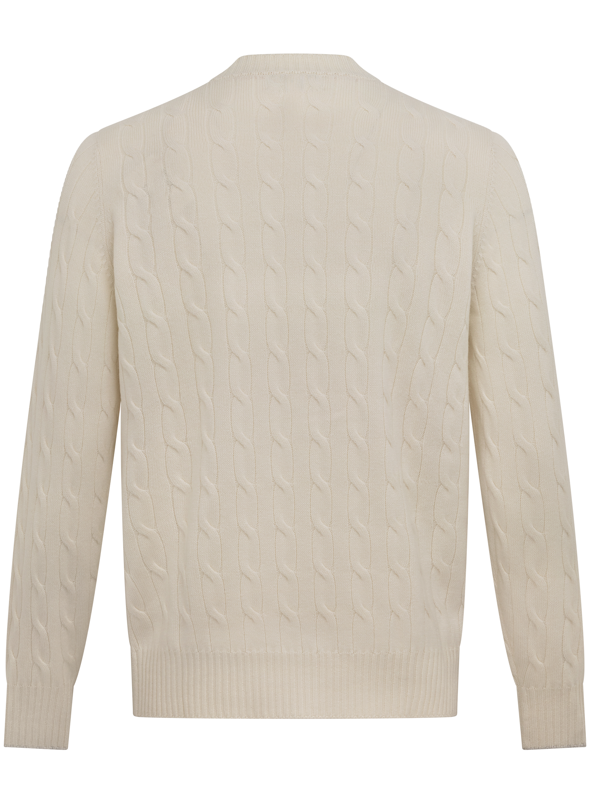 Kabelgebreide trui van cashmere met ronde hals | Wit
