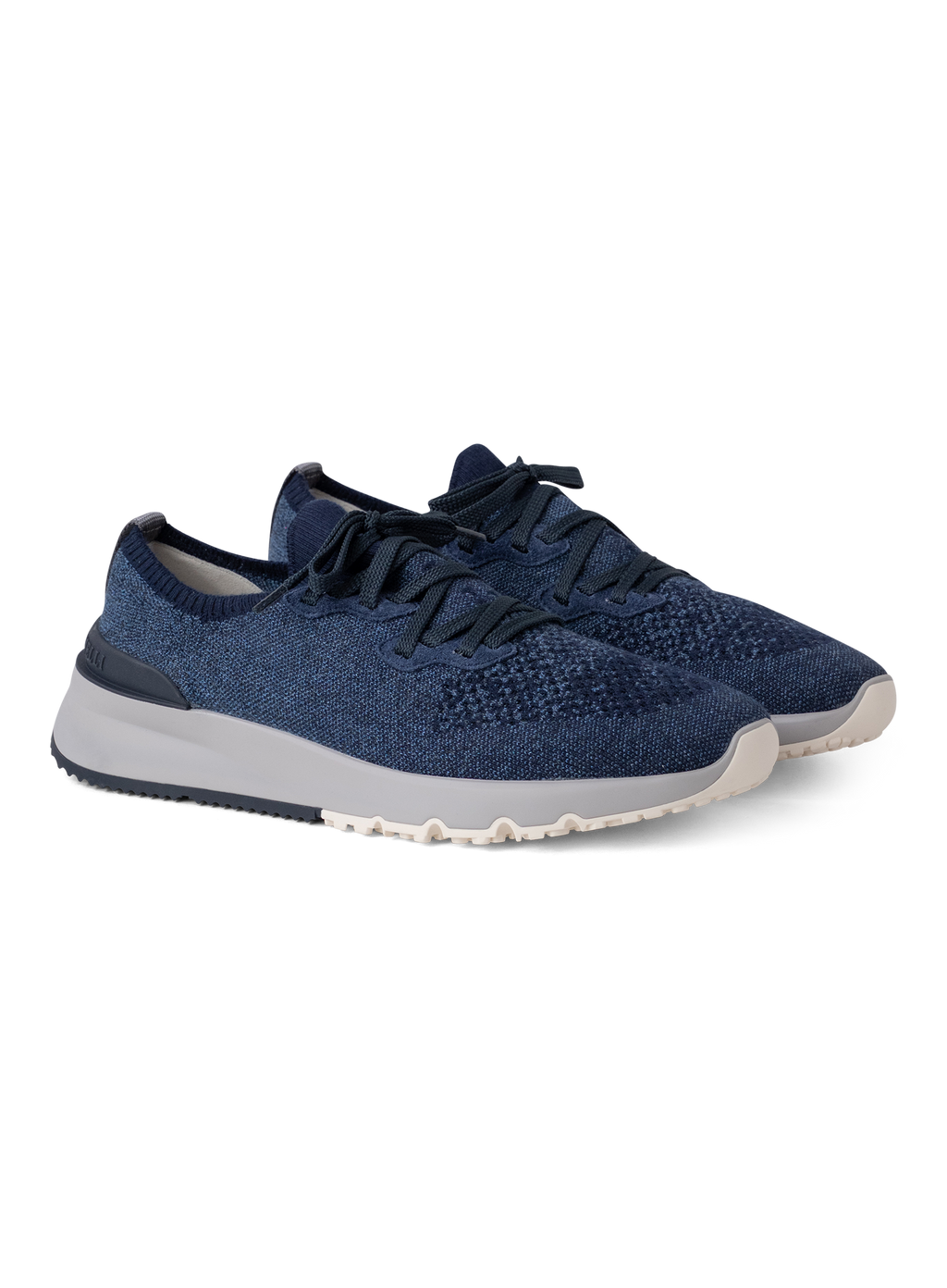 Knitted sneakers van gemêleerd katoen | Blauw