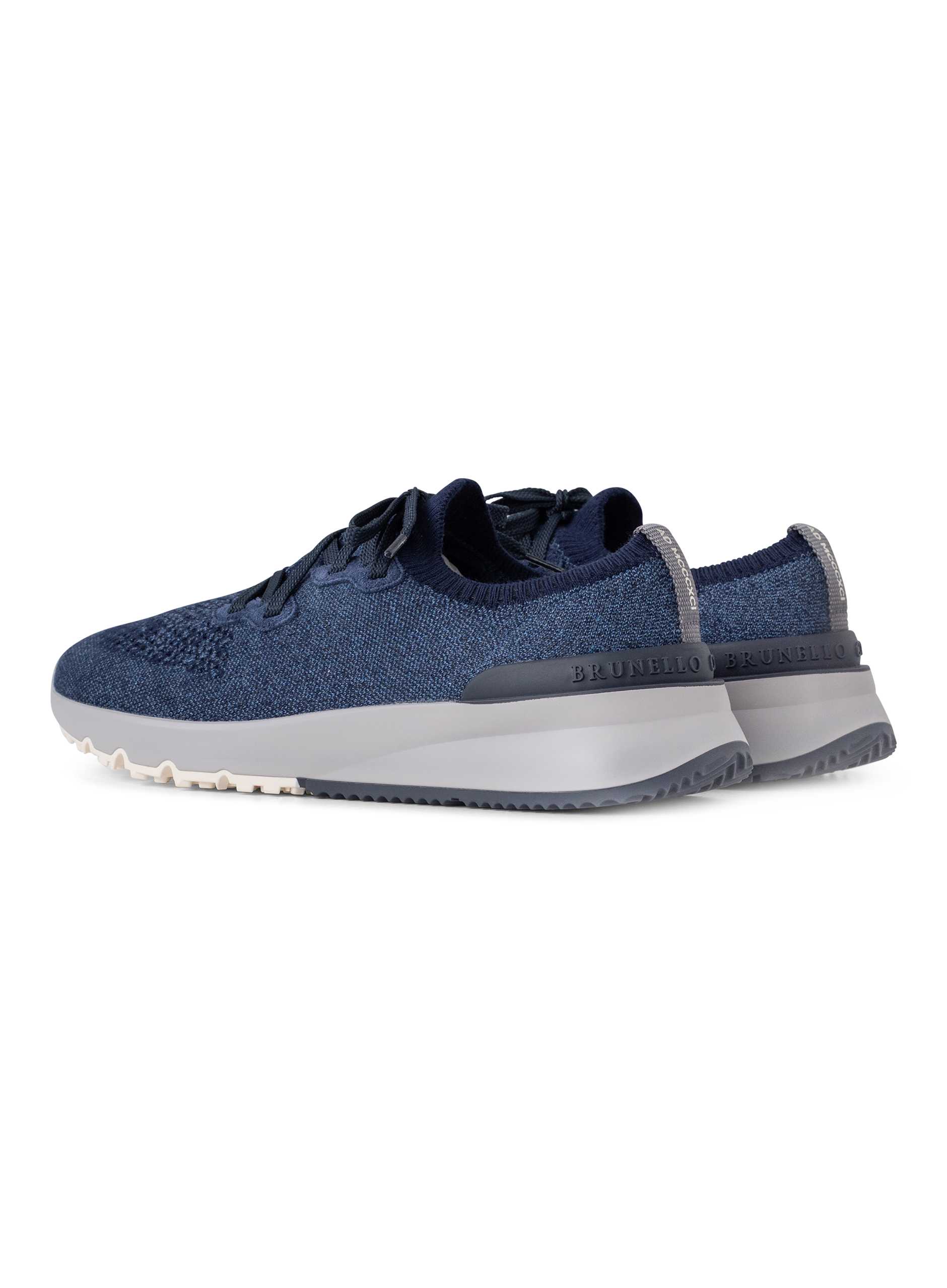 Knitted sneakers van gemêleerd katoen | Blauw