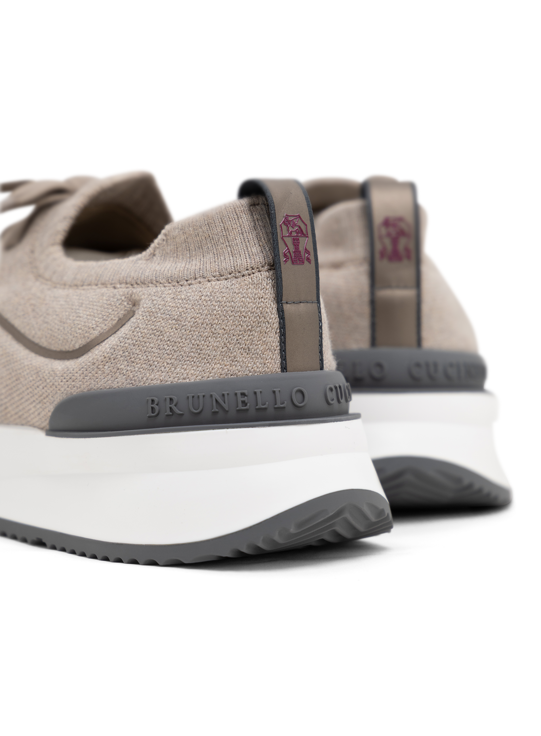 Knitted sneakers van katoen met logodetail | FULL_WIDTH | Beige