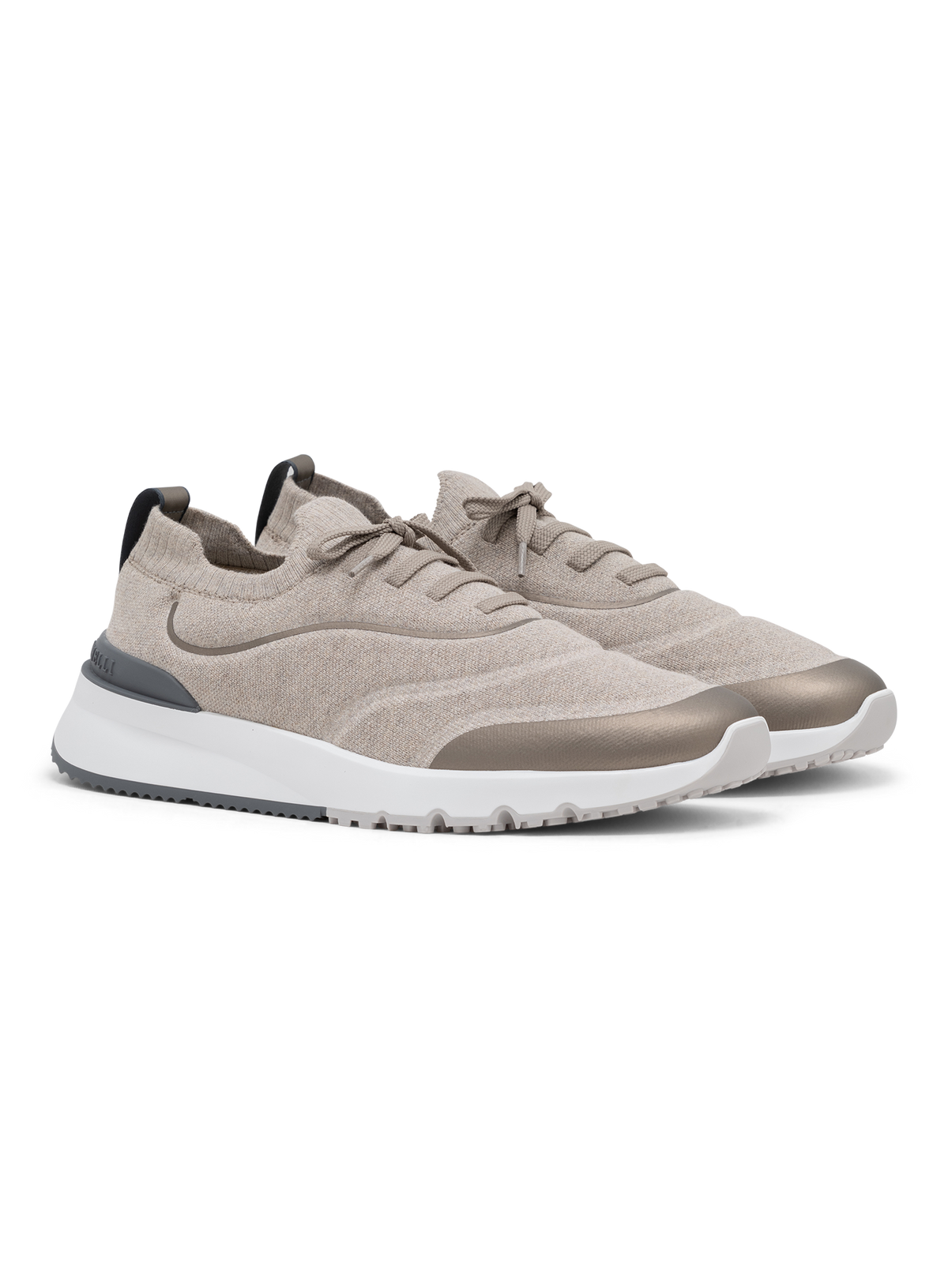 Knitted sneakers van katoen met logodetail | Beige