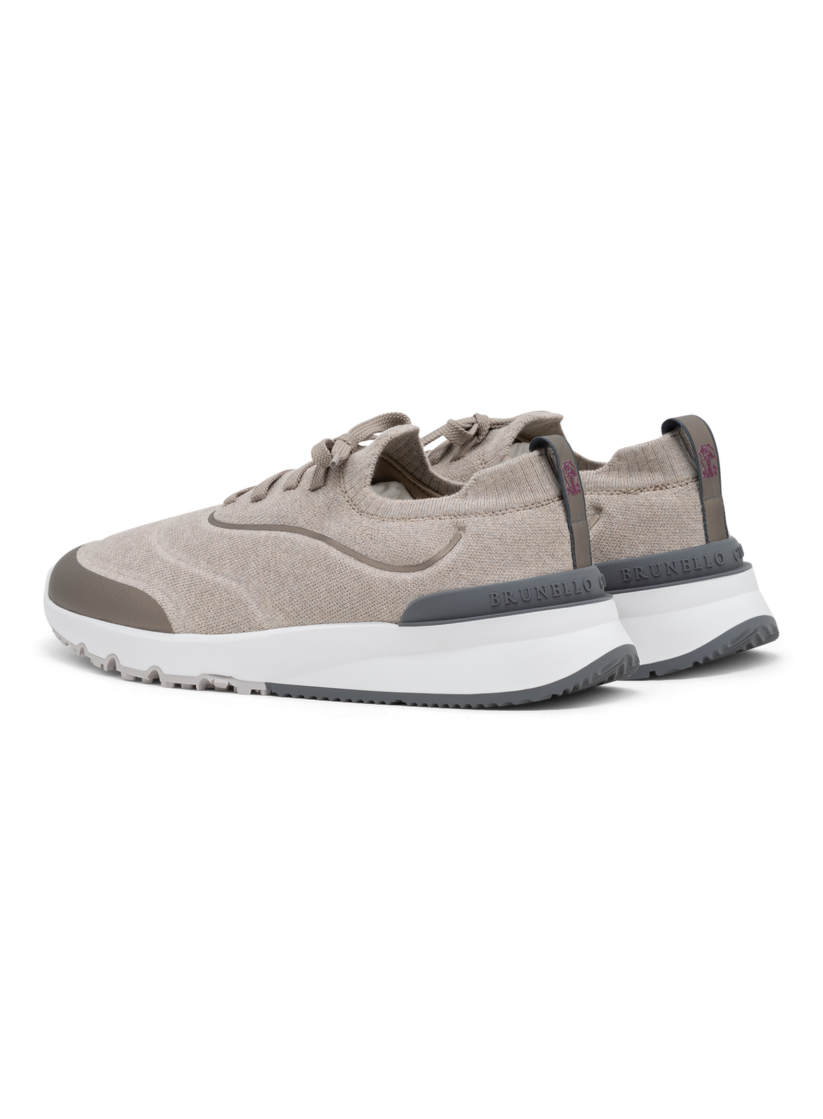 Knitted sneakers van katoen met logodetail | Beige