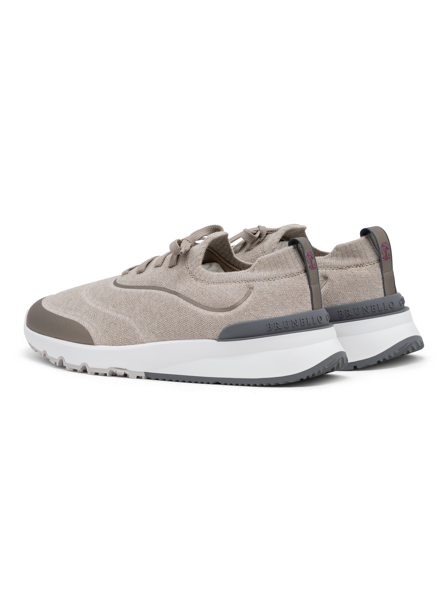 Knitted sneakers van katoen met logodetail | Beige
