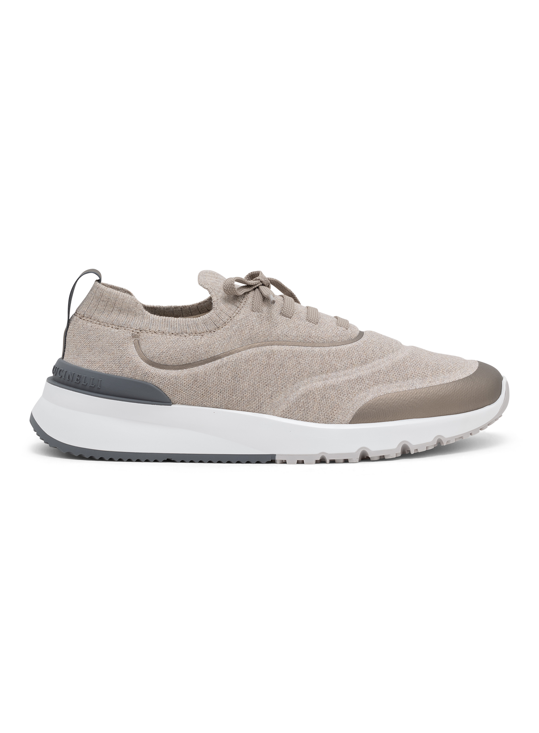 Knitted sneakers van katoen met logodetail | Beige