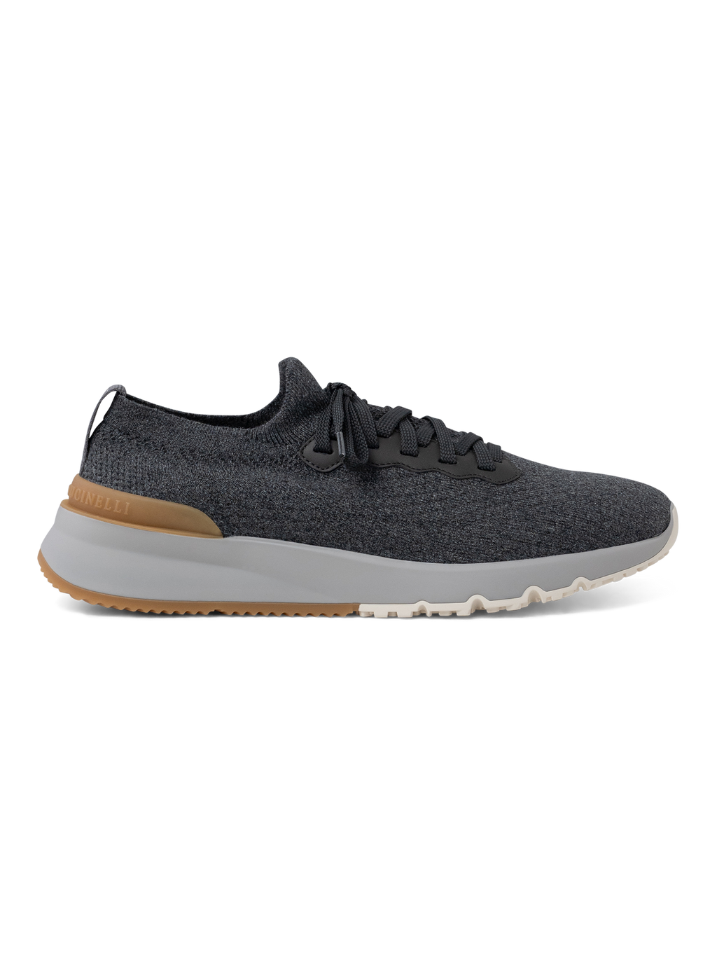 Knitted sneakers van katoen en kalfsleer | Grijs