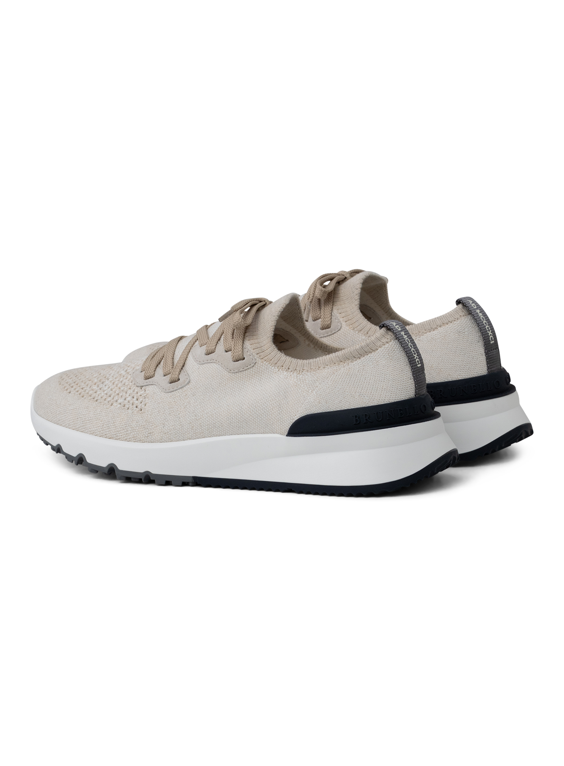 Knitted sneakers van katoen | Beige Melee