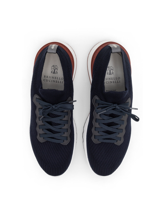 Sneakers van katoen en kalfsleer