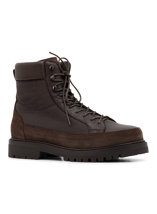 Leather and suede lace-up boots
