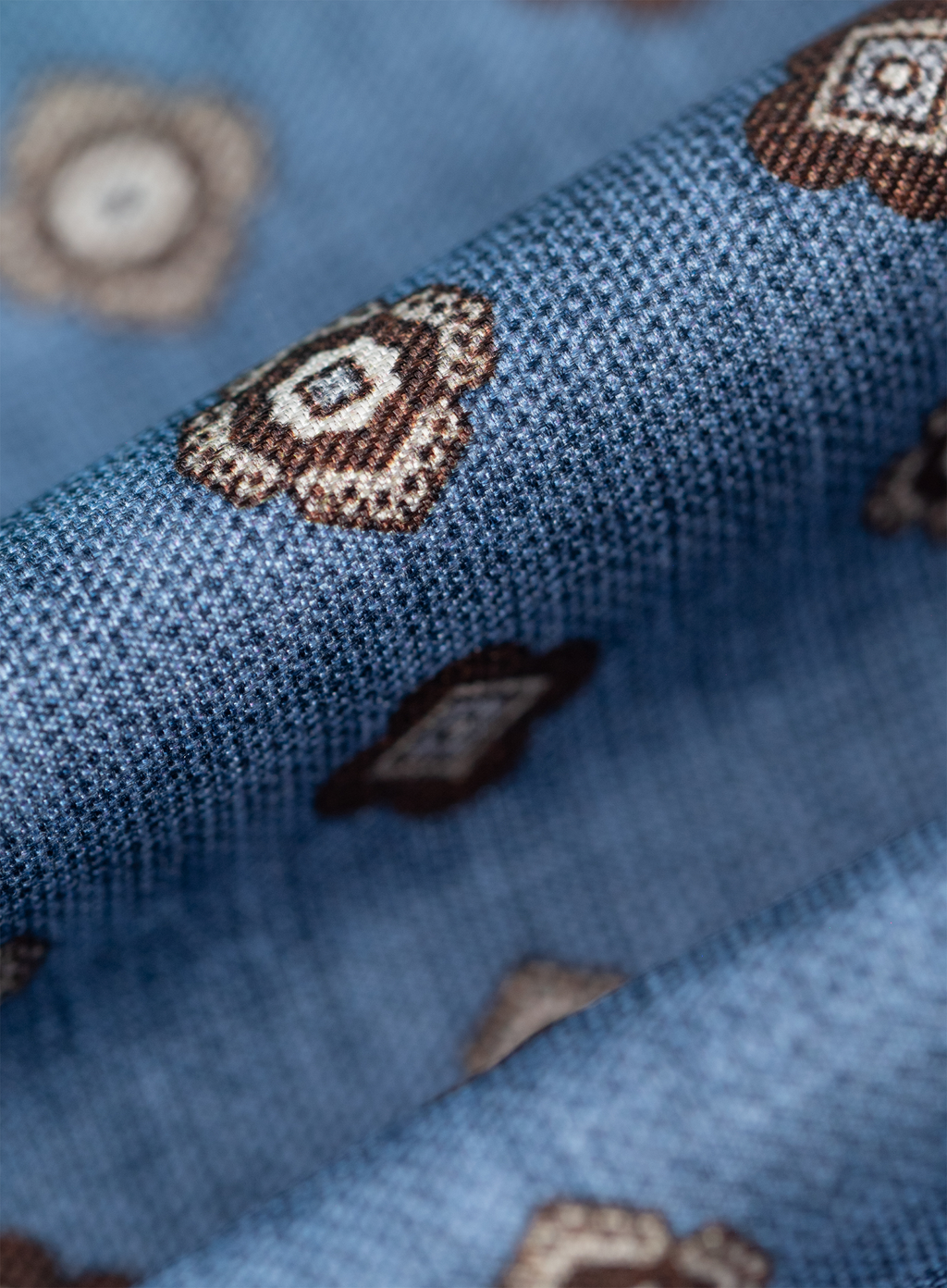 Reversible pochet van zijde met medaillonpatroon | FULL_WIDTH | Grijs