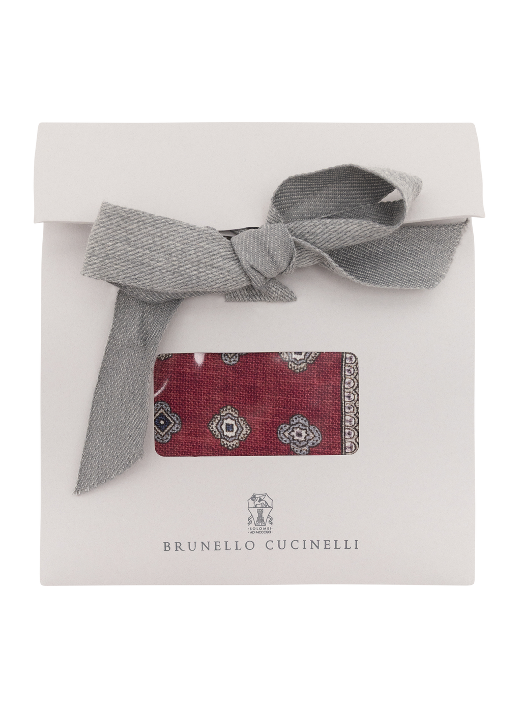 Reversible pochet van zijde met medaillonpatroon | Bordeaux