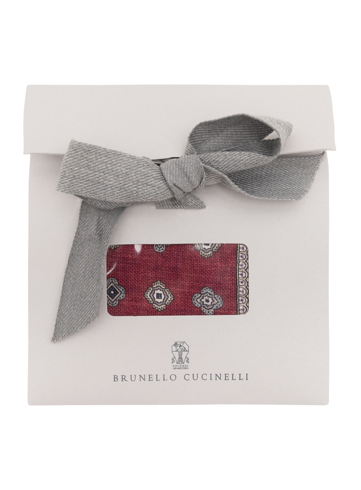 Reversible pochet van zijde met medaillonpatroon | Bordeaux
