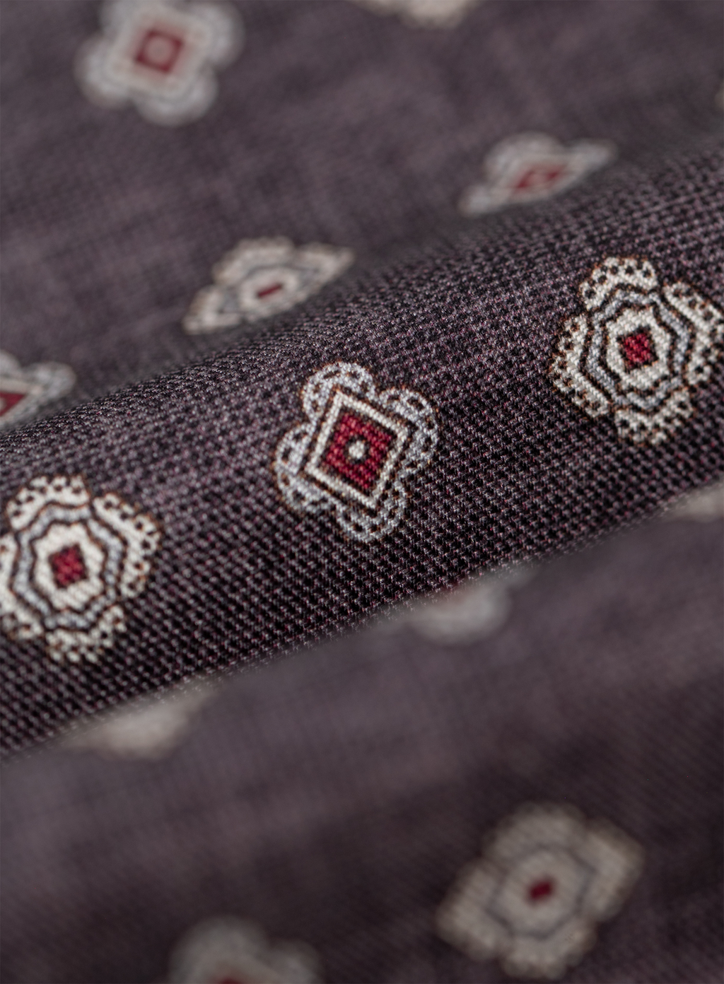 Reversible pochet van zijde met medaillonpatroon | FULL_WIDTH | Bordeaux
