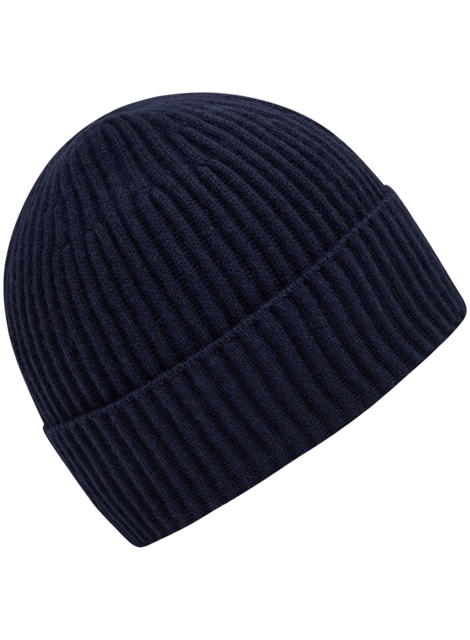 Beanie van cashmere met Engels ribpatroon | BLUE NAVY