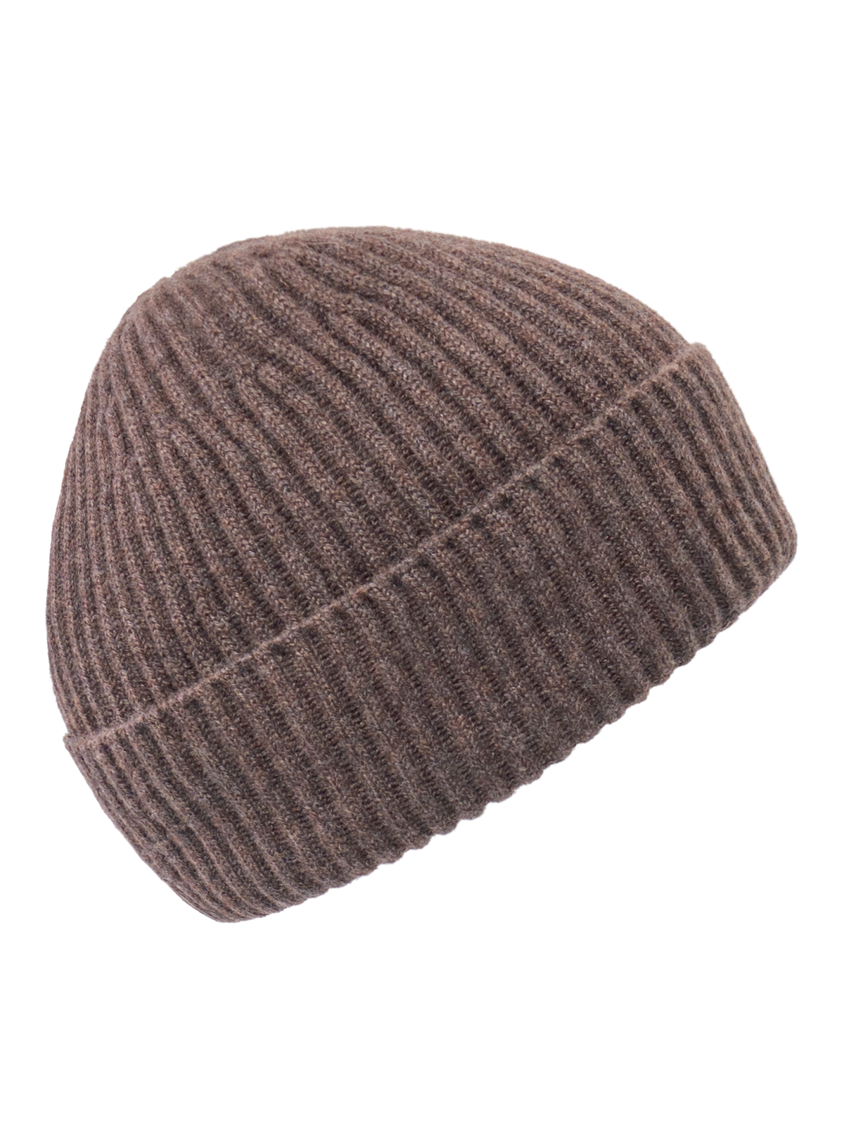 Beanie van cashmere met Engels ribpatroon | Bruin