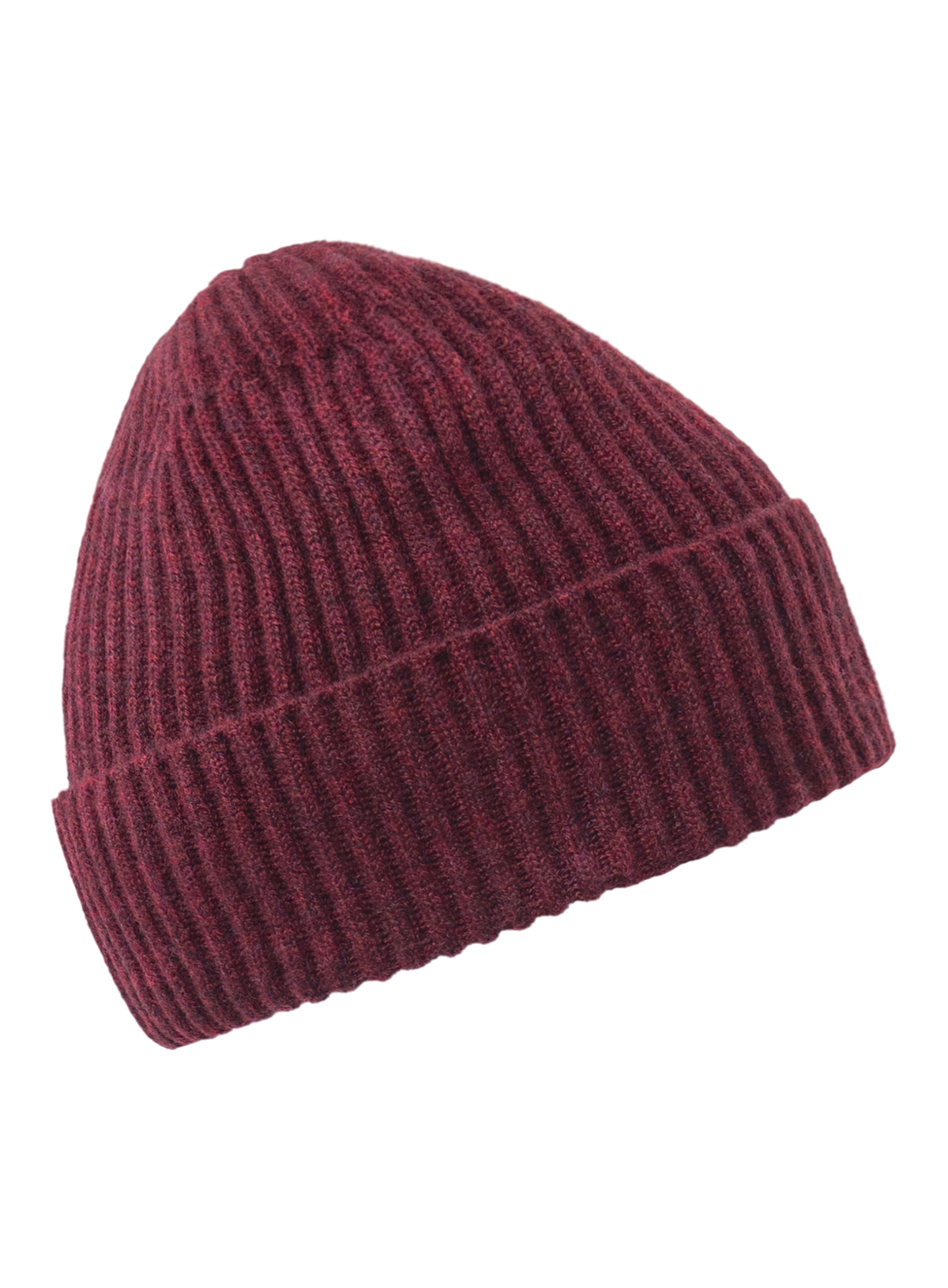 Beanie van cashmere met Engels ribpatroon | Bordeaux