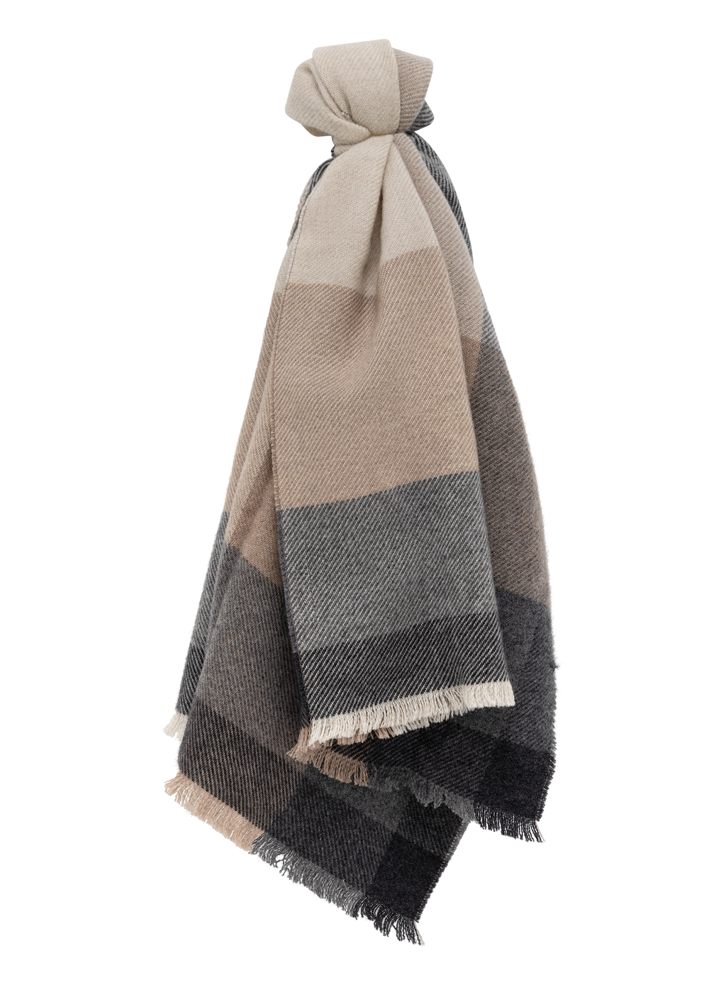 Geruite sjaal van wol en cashmere | Beige