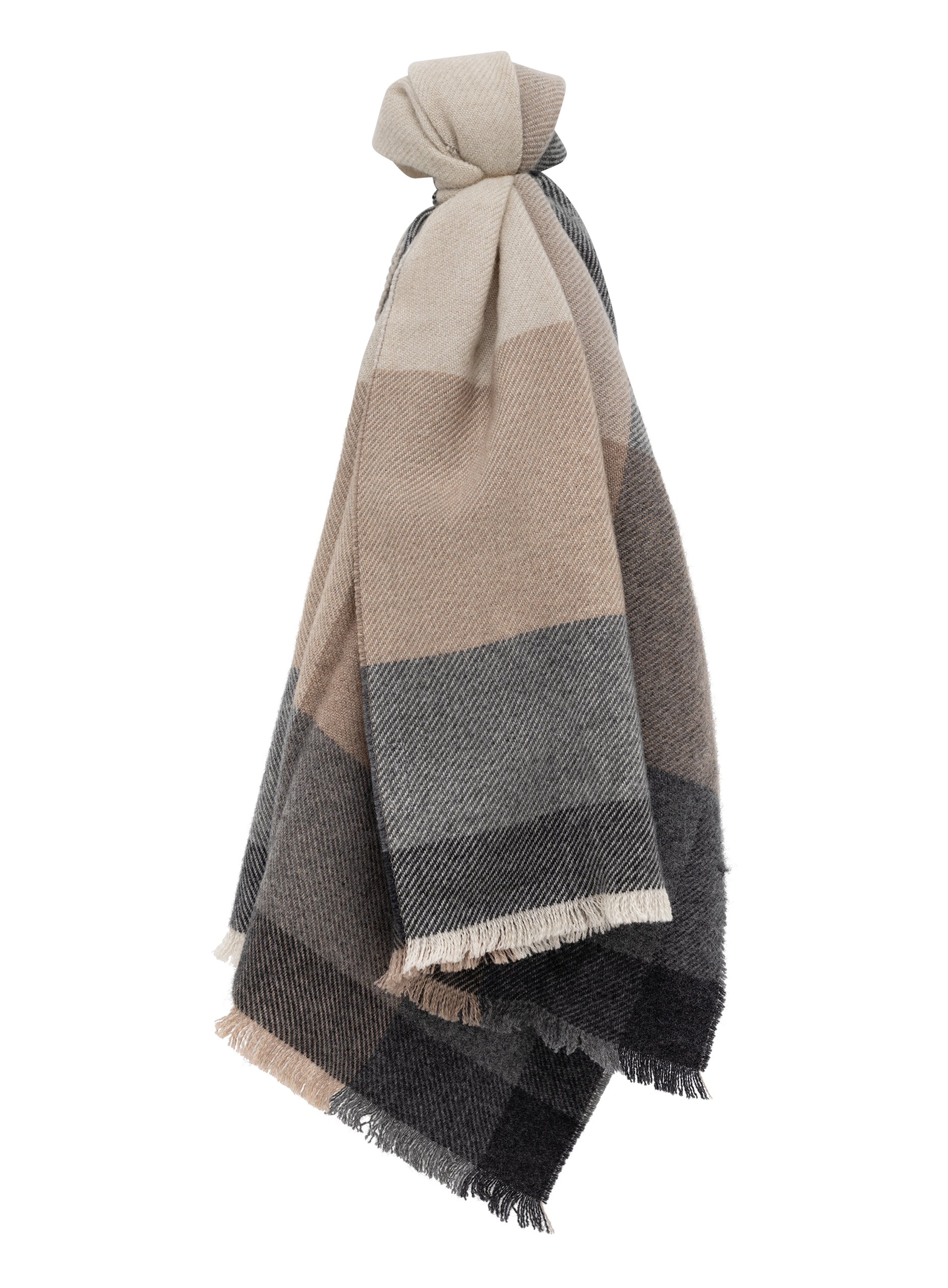 Geruite sjaal van wol en cashmere | Beige
