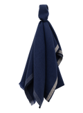 Sjaal van wol en cashmere met gestreepte rand | BLUE NAVY