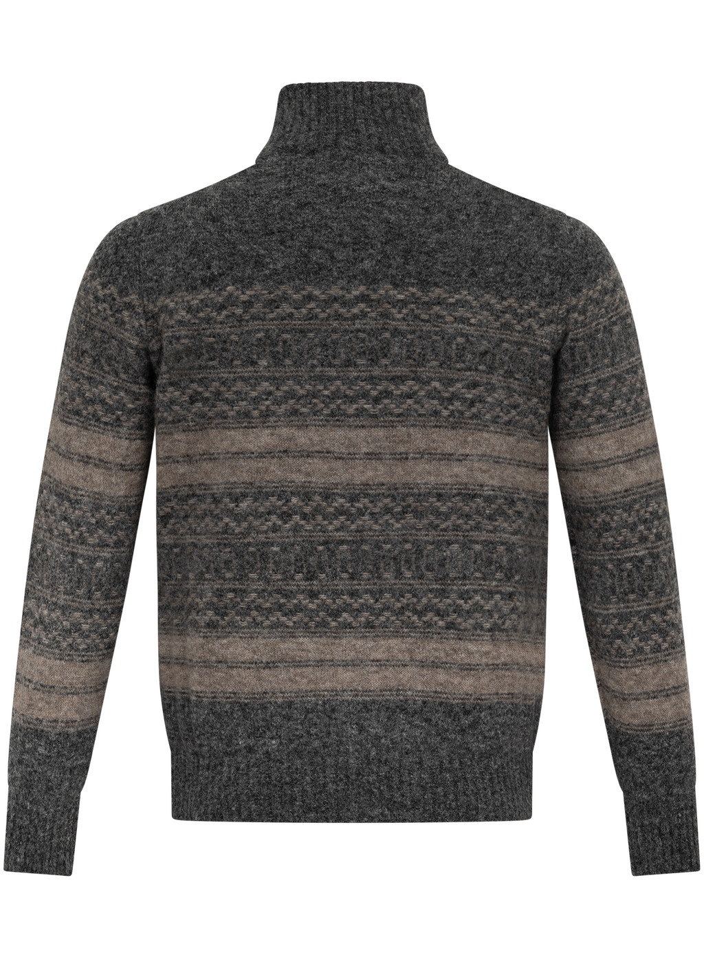Ritsvest met Noors jacquarddessin van alpaca, cashmere en wol | GRIJS-BEIGE