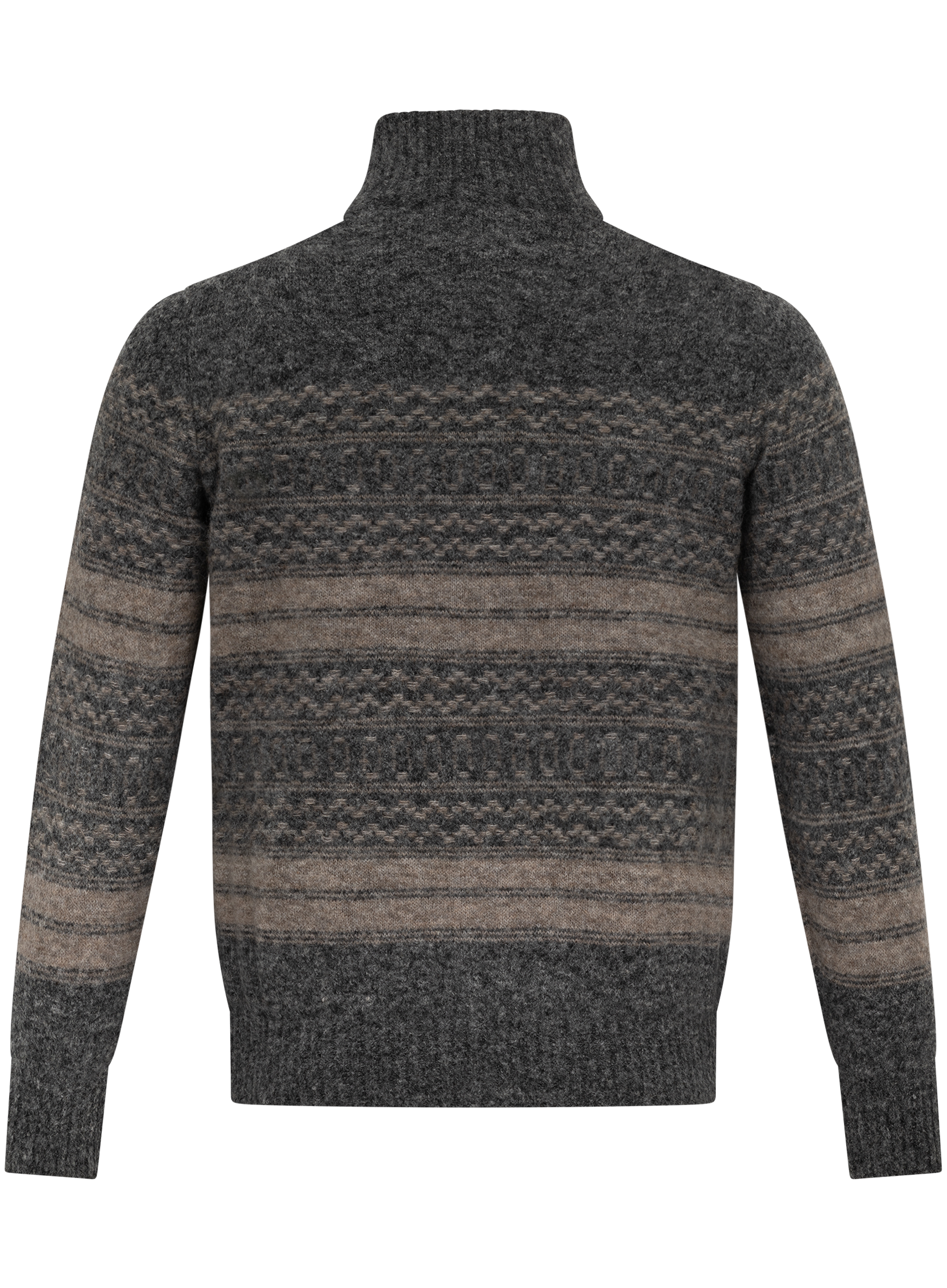 Ritsvest met Noors jacquarddessin van alpaca, cashmere en wol | GRIJS-BEIGE
