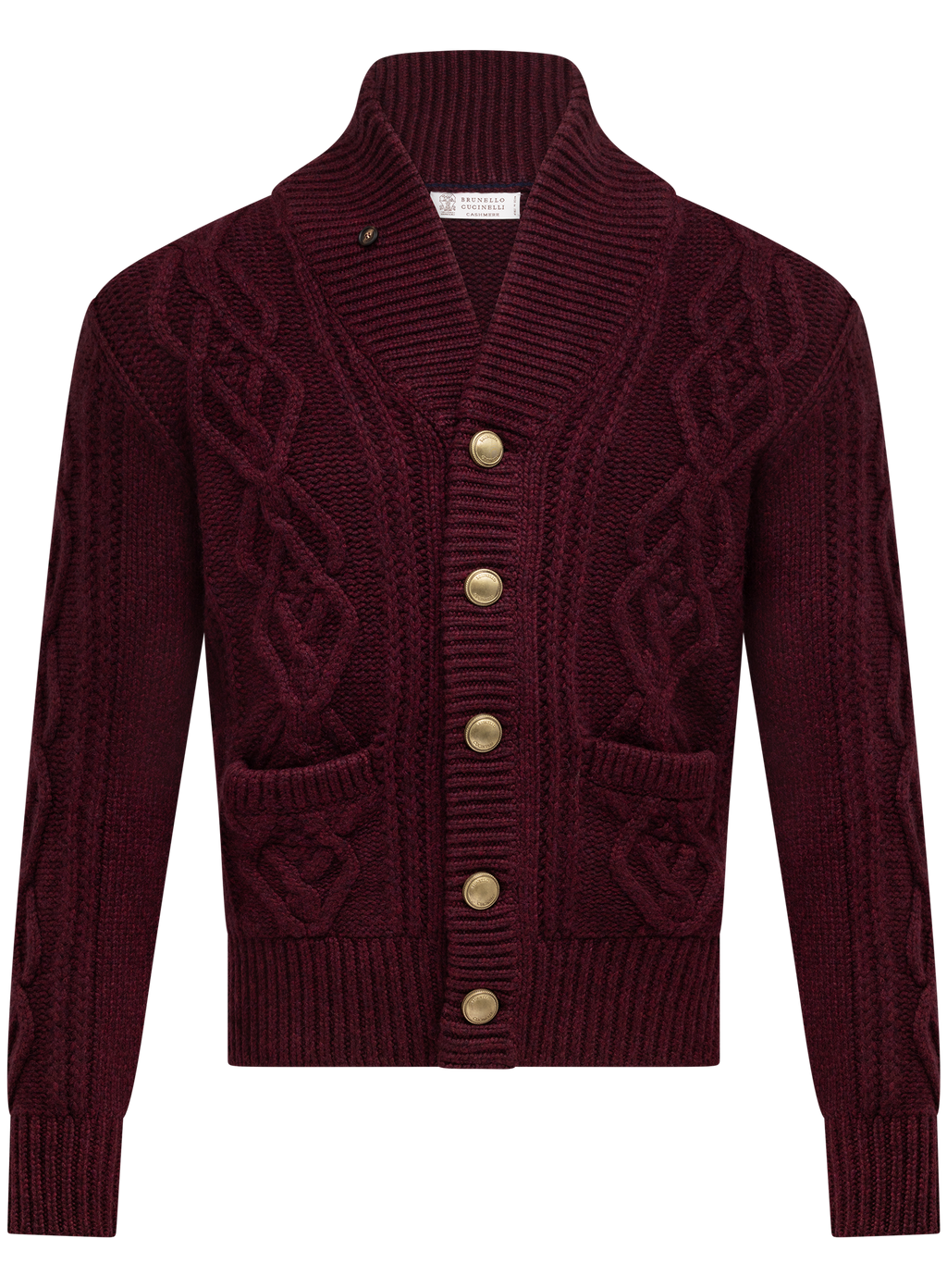Kabelgebreid cardigan can cashmere | Bordeaux