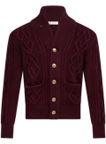 Kabelgebreid cardigan can cashmere | Bordeaux