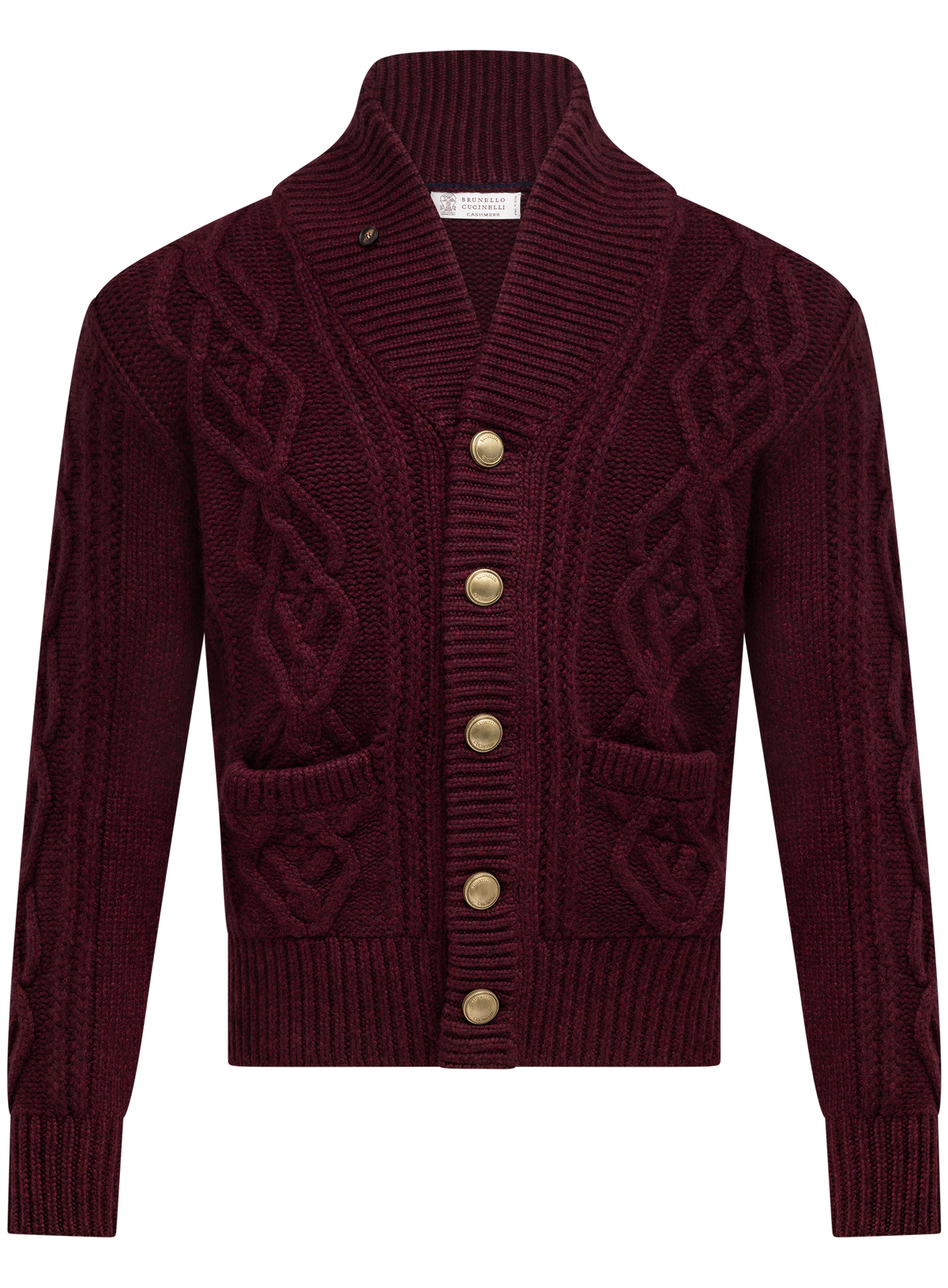 Kabelgebreid cardigan can cashmere | Bordeaux