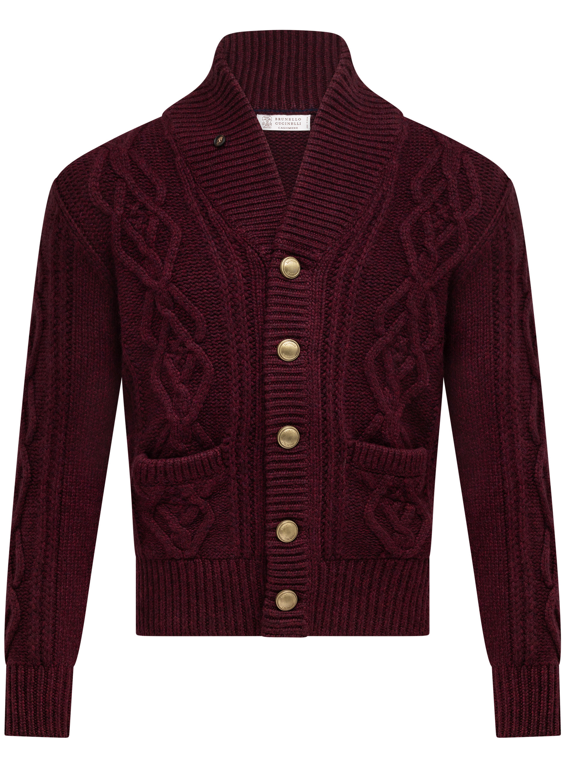 Kabelgebreid cardigan can cashmere | Bordeaux