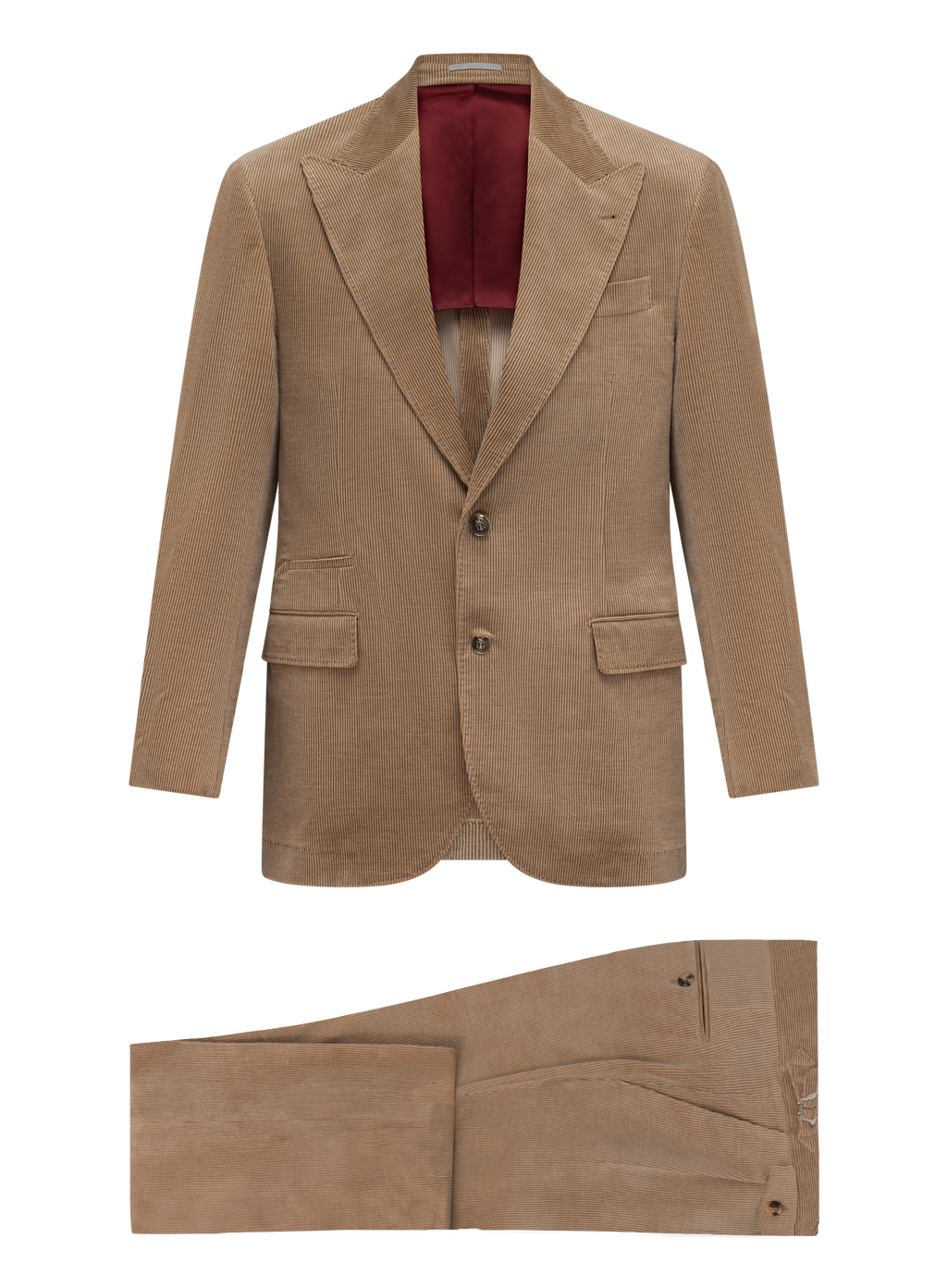 Corduroy pak van katoen en cashmere | Camel