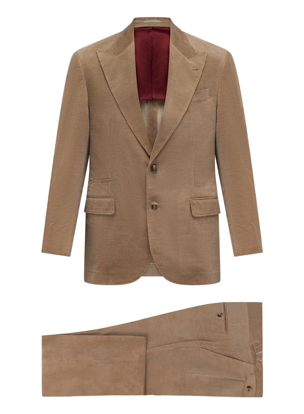 Corduroy pak van katoen en cashmere | Camel