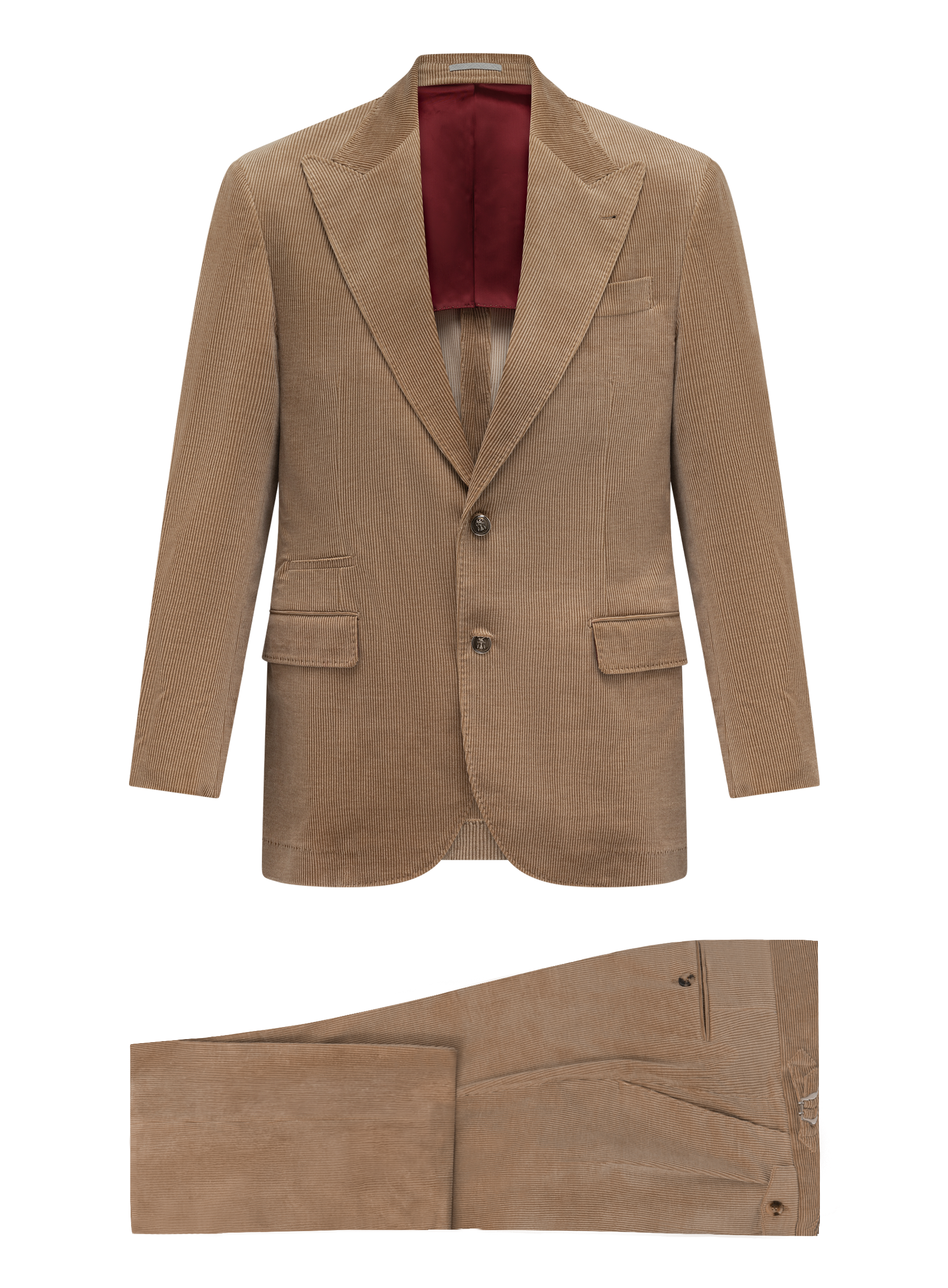 Corduroy pak van katoen en cashmere | Camel