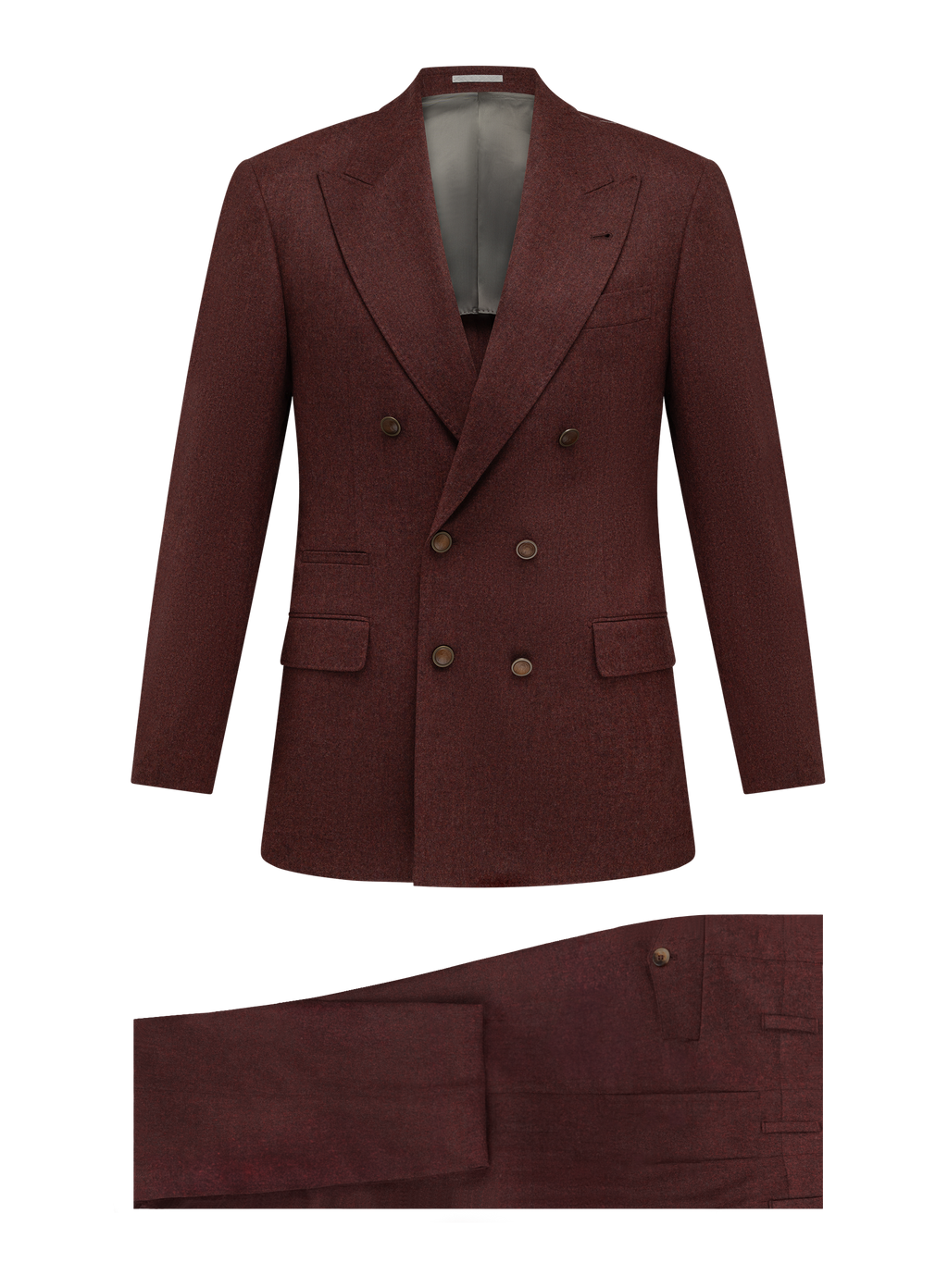 Double breasted pak van scheerwol en cashmere | Bordeaux