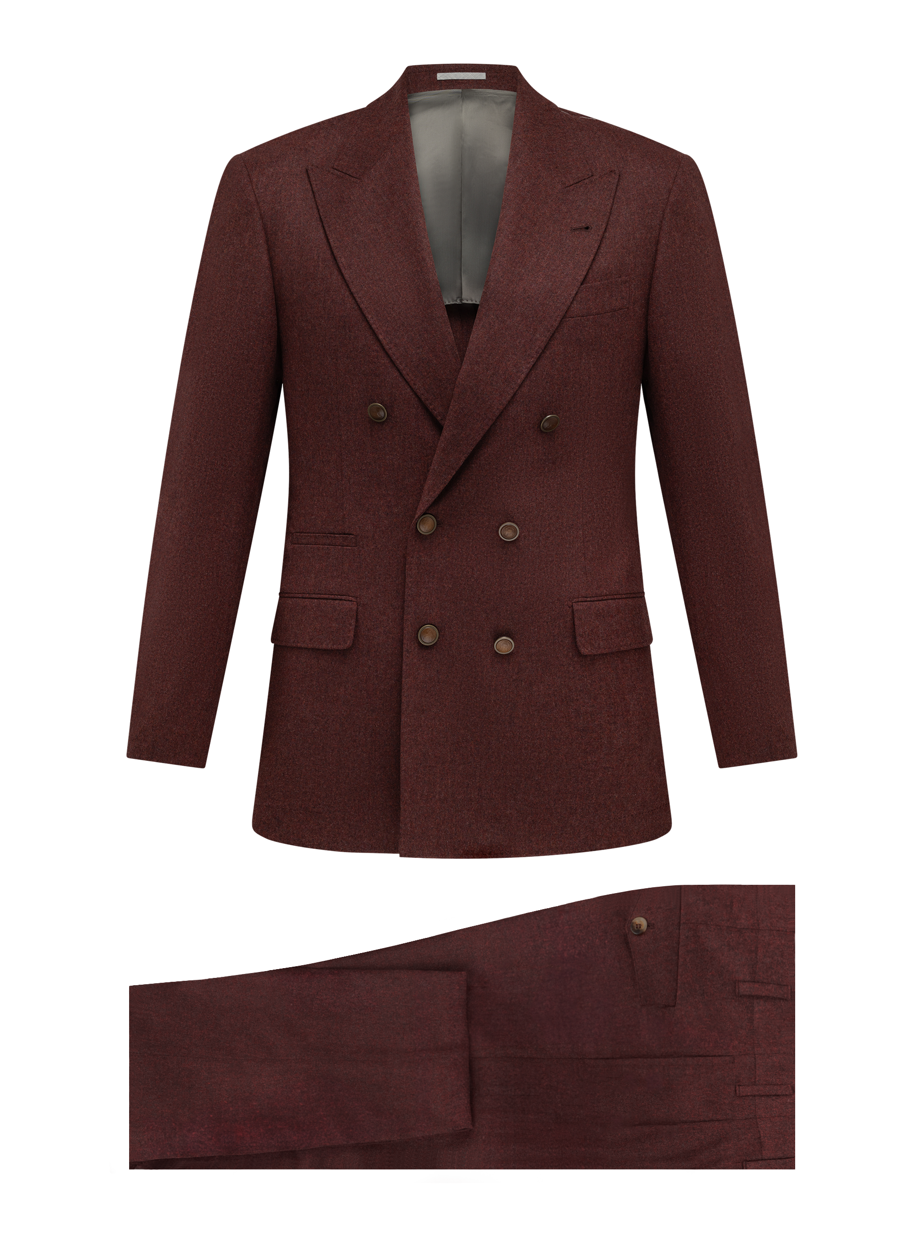 Double breasted pak van scheerwol en cashmere | Bordeaux