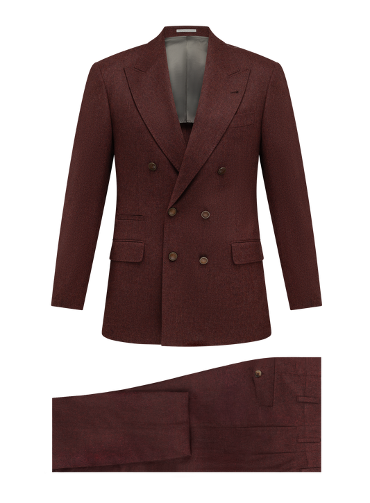 Double breasted pak van scheerwol en cashmere