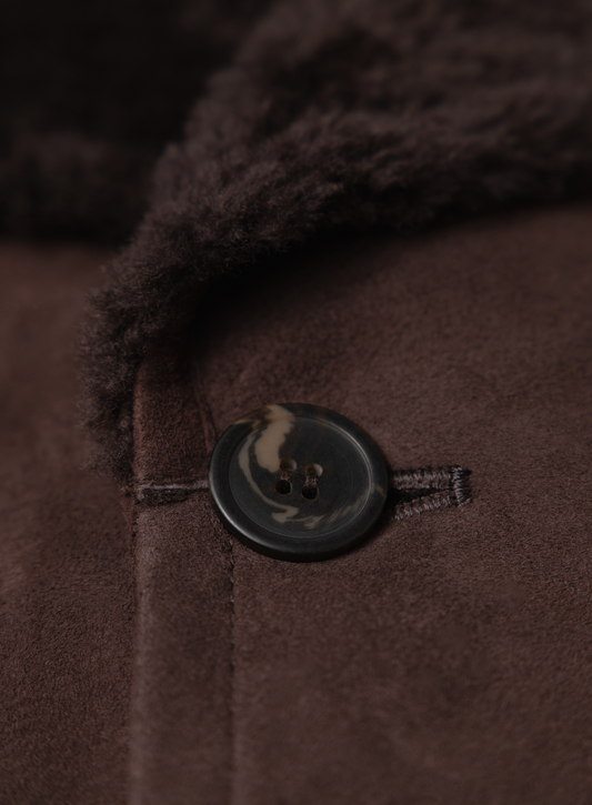 Lammy jas in suède en shearling