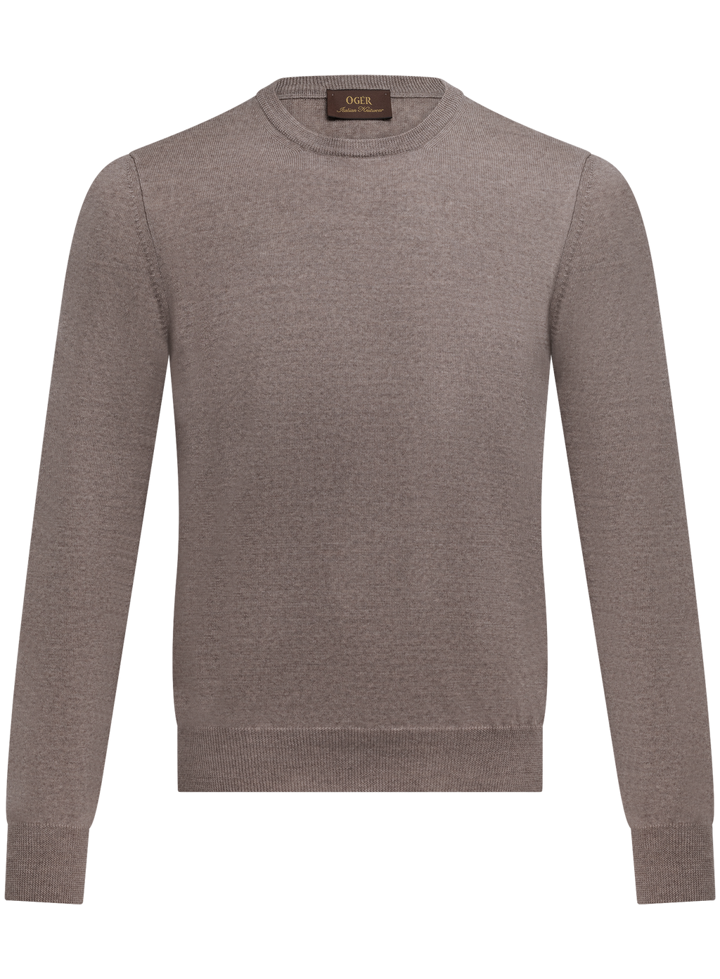 Fijngebreide crewneck van scheerwol | Beige-Bruin