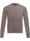 Fijngebreide crewneck van scheerwol | Beige-Bruin