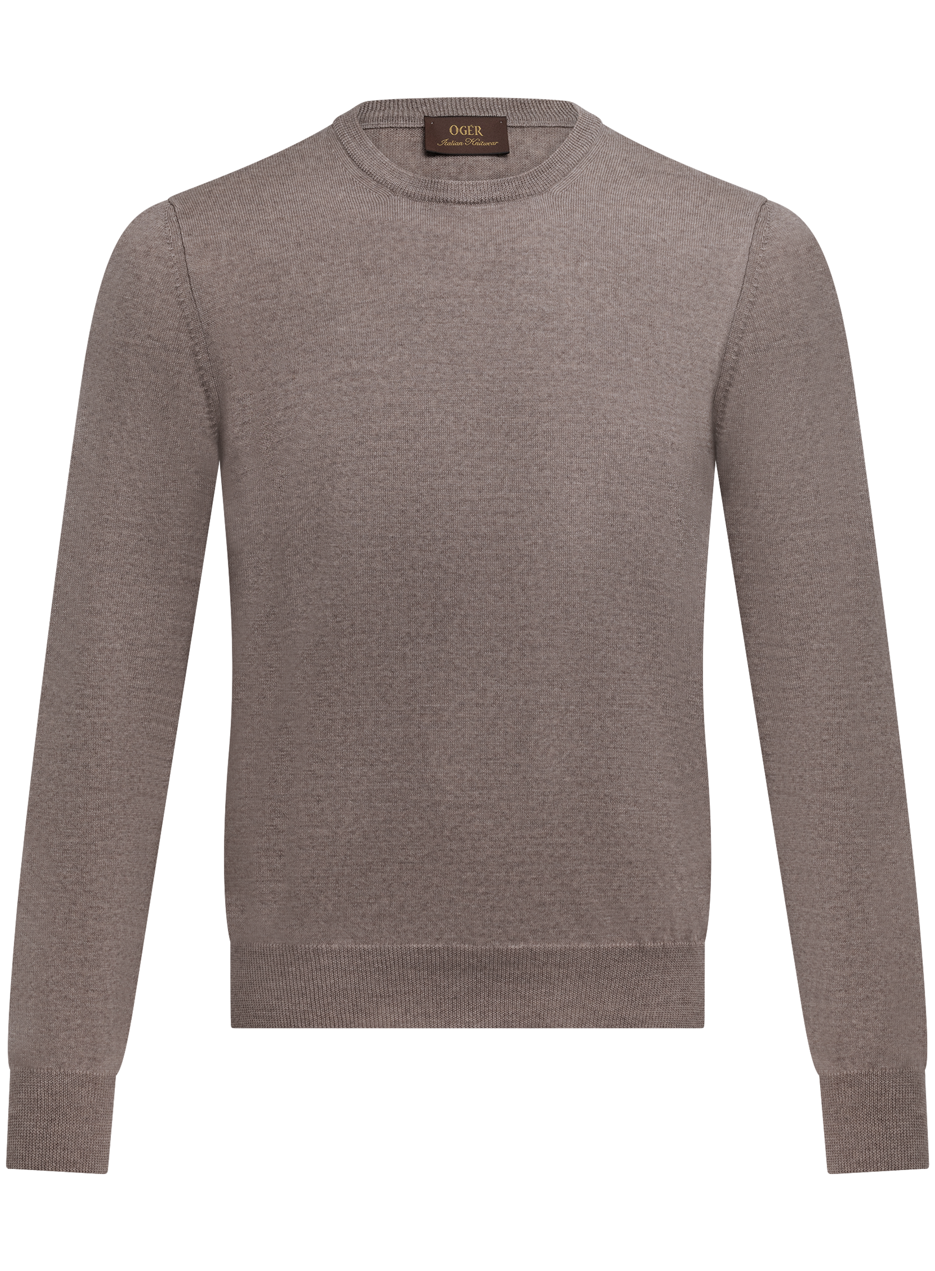 Fijngebreide crewneck van scheerwol | Beige-Bruin
