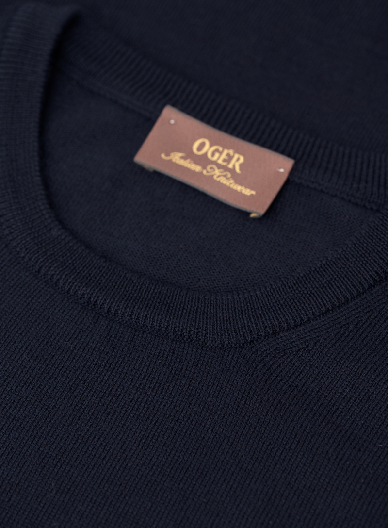 Fijngebreide crewneck van scheerwol | FULL_WIDTH | BLUE NAVY