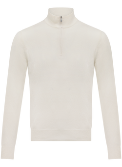Half-zip trui in wol cashmere | Wit