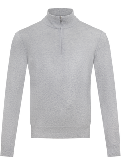 Half-zip trui in wol cashmere | L.Grijs