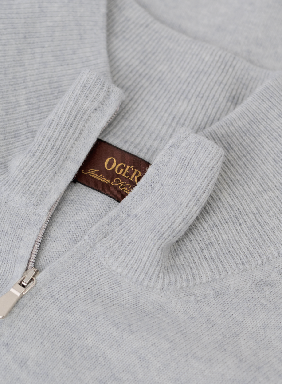 Half-zip trui in wol cashmere | FULL_WIDTH | L.Grijs