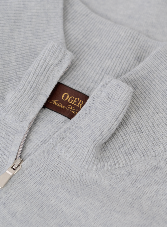 Pull demi-zip en laine et cachemire