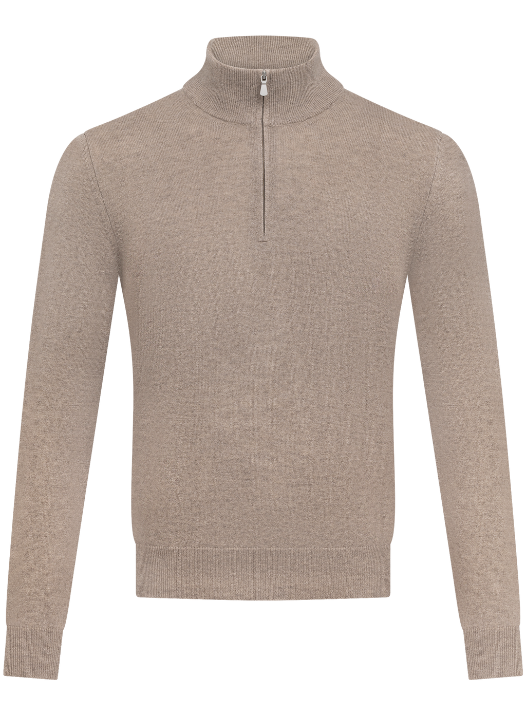Half-zip trui in wol cashmere | Beige