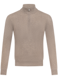 Half-zip trui in wol cashmere | Beige