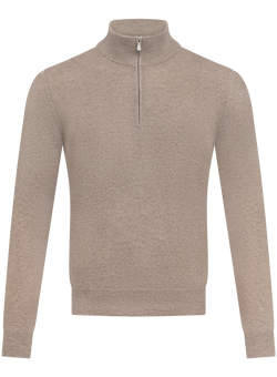 Half-zip trui in wol cashmere | Beige